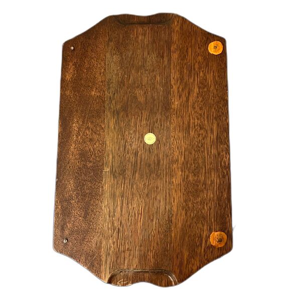 Vintage G.I. Japan Carved Hardwood Serving Tray Floral Tile Charcuterie Board - Picture 7 of 8